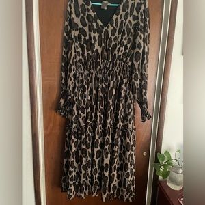 Leopard chiffon midi dress